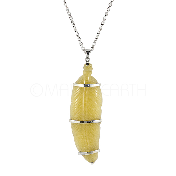 Golden Calcite Carved Feather